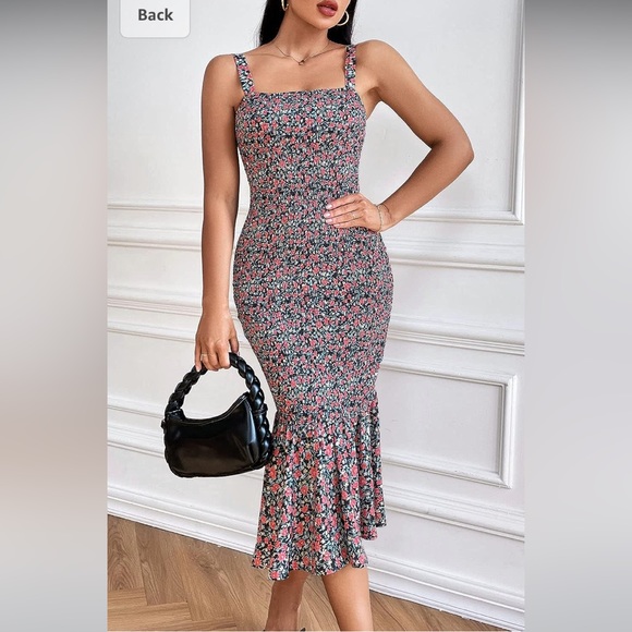 Women's Summer Floral Midi Tank Bodycon Dress - Picture 1 of 4